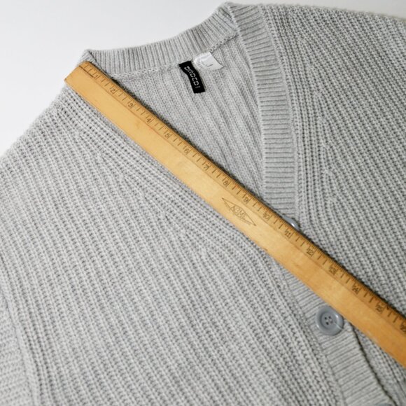H&M RIB-KNIT CARDIGAN LIGHT GRAY - Picture 10 of 14